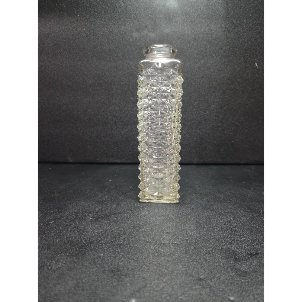 FTD Clear Glass Bud Vase, Diamond Cut Column Vase, 6.5" Decor, Vtg Home Accents‎